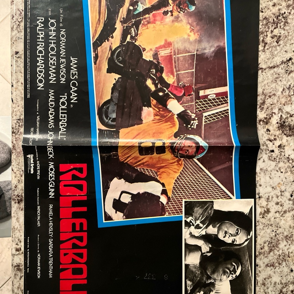 Rollerball Movie Poster - Italy 1975 - see pin holes pic